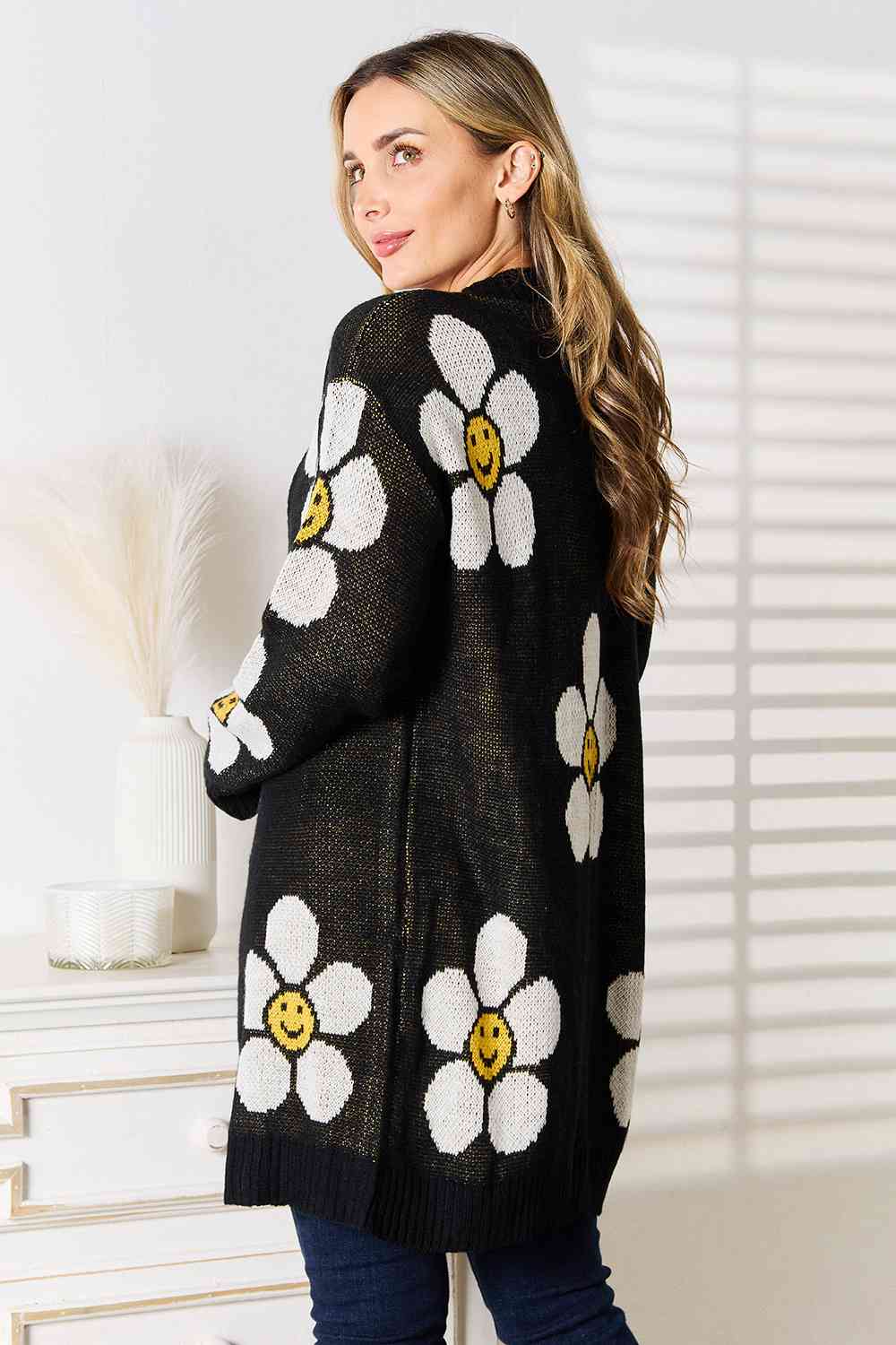 Double Take Floral Button Down Longline Cardigan - Love Salve